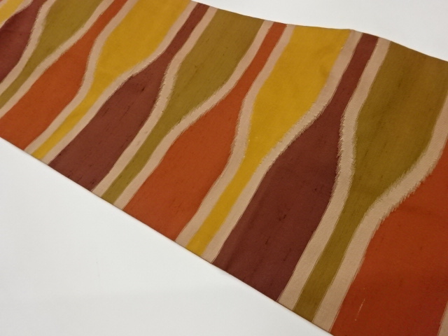 JAPANESE NAGOYA OBI / TSUMUGI / WOVEN ABSTRACT STRIPE